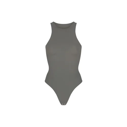 SKIMS FITS EVERYBODY Высокий воротник Комбинезон для женщин Металлический Бронза