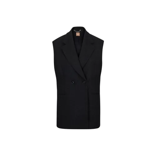 Hugo Boss Без рукавов Разрез Куртка из Смеси Шерсти и Саржи Куртки и Пальто Женские Серый