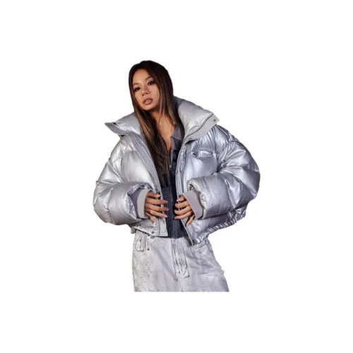 VICTORIA ALLEN Пуховик Термический Тяжелый Устойчивый к холоду Женский Серебряный Розовый