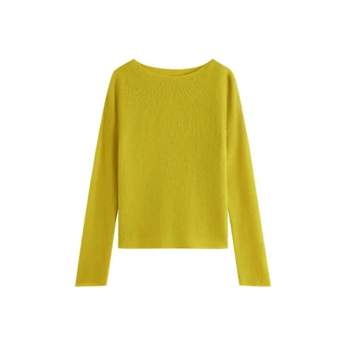FANSILANEN Свободный крой Длинный рукав Трикотаж Женский Травяной Желтый Зеленый