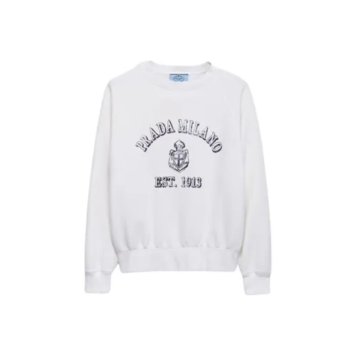 PRADA SS25 Весенне-летняя женская коллекция одежды толстовка цвет белый