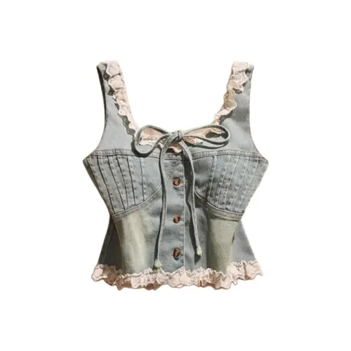 SECFLY OFFICIAL Топ на бретелях Женский Стальной Синий