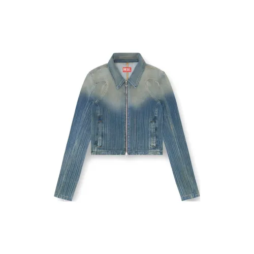 DIESEL Укороченная куртка из светлого streaky денима джинсовые куртки и пальто женский синий