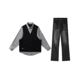 Чёрный топ + чёрные угольные штаны