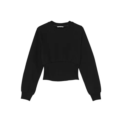 Victoria's Secret Хлопок Флис CORSET Crewneck Чисто черный Толстовка Женские Чисто черный
