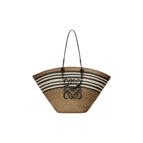 LOEWE Совместное издание Anagram Basket Пальмовый лист с Телячья кожа Тоут Сумка Сумка для покупок Сумка на плечо Сумка