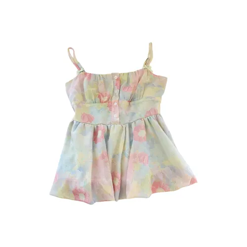 OUBO Топ на бретелях Женский Зеленый Цветочный