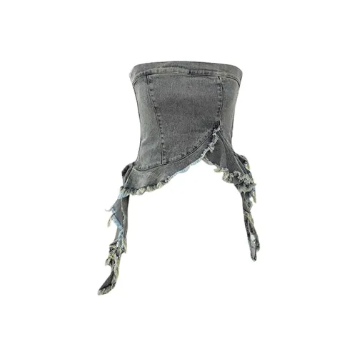 SECFLY OFFICIAL Без бретелек Топ Женский Светлый Деним