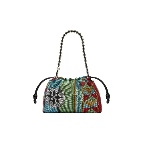 LOEWE Flamenco Denim Ткань Одно Плечо Сумка Средняя Женская Многоцветная