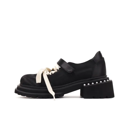 Asthershop Грубый каблук Туфли Мэри Джейн Женские Черные