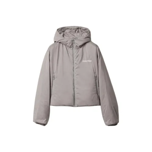 MIU MIU Хлопковый пуховик женский серый