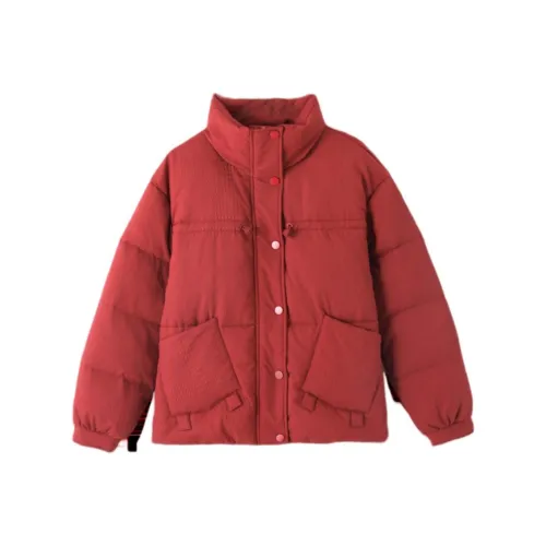 XWI Пуховик Женские Винтажный Красный