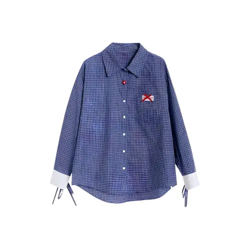 XIAOJUCHUANLI Рубашка Женская Синяя