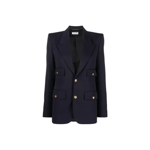 SAINT LAURENT SS23 Бизнес-костюм Пальто Женское Синее