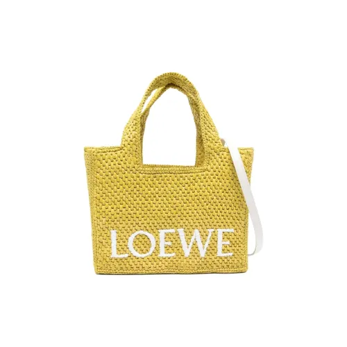 LOEWE Font Tote Солома Тоут Сумка Сумка для покупок Сумка на плечо Сумка Маленькая Женская Желтая