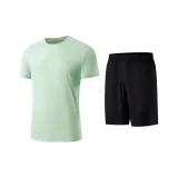 Комплект (Белый Зеленый Топ + Черные Шорты)