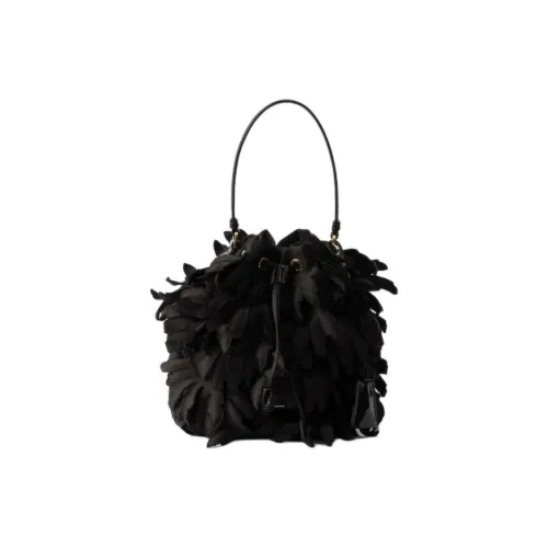 PRADA Patent Satin Сумка-ведро Сумка через плечо Мини Женский Черный