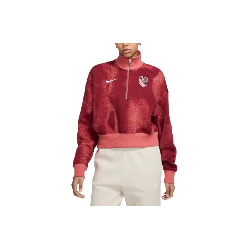 Nike USA Soccer Team Olympic Series USMNT Phoenix Fleece Sweatshirt Women's Red