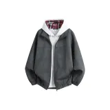 Чёрная серая куртка + клетчатый худи