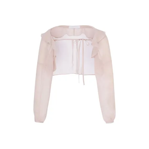 NOT YOUR ROSE SS25 Фея Шифон Болеро Розовый Шифон Рубашка Женские Розовый Розовый