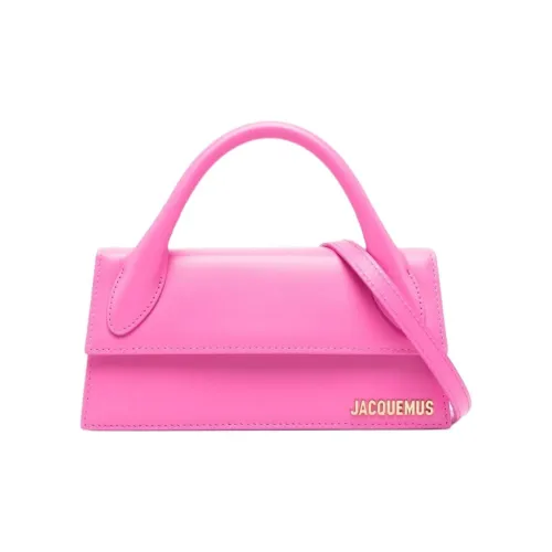 Женский рюкзак Jacquemus из коровьей кожи один плечо розовый с эффектом бабл-гам