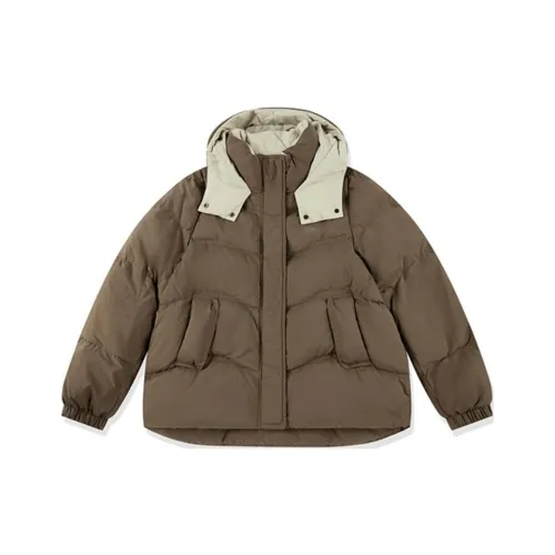 QIAODAN Quality Drying Sports Lifestyle Collection Пуховик Женские Рудный Коричневый Ячмень Цвет