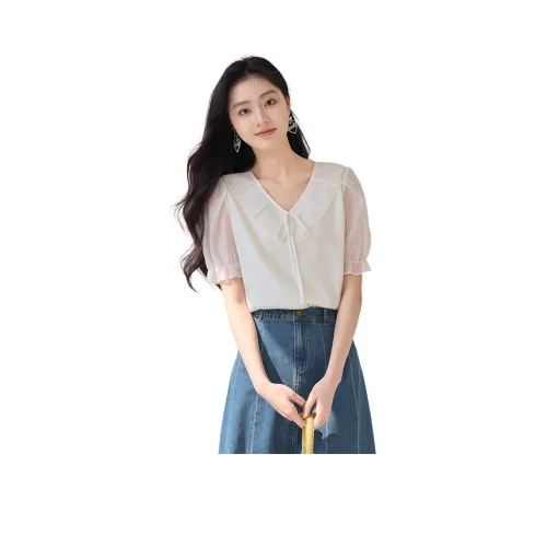 XIANGYING Экрю Женские Рубашки