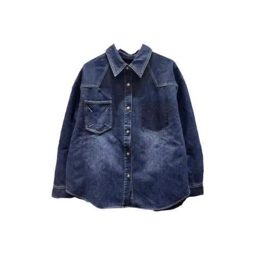 CDAYU Рубашка Женская Винтажная Синяя