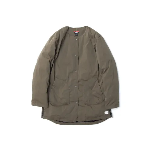 NANGA TAKIBI RIPSTOP Внутренний пуховик Длинный кардиган Пуховая куртка Женская хаки зеленый