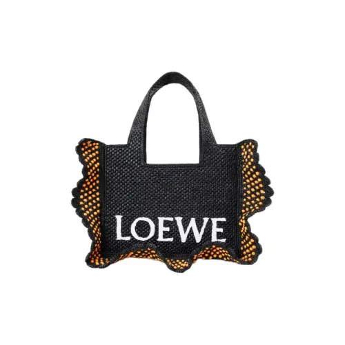 LOEWE Font Tote Рафия Тоут Сумка Сумка для покупок Сумка Маленькая Женская Черная