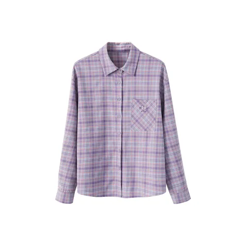 XIMENG Рубашка Женская Фиолетовая Клетка