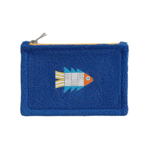 HERMES Хлопок Путешествие Хранение Сумка Мини Унисекс Кобальтовый Синий