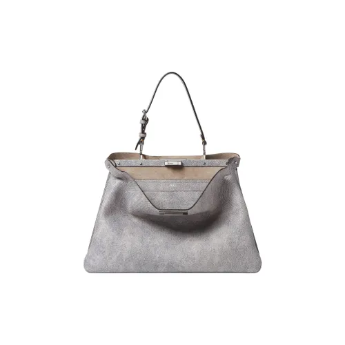 FENDI Peekaboo Кожа Одно плечо Сумка Большая Женская Серого цвета