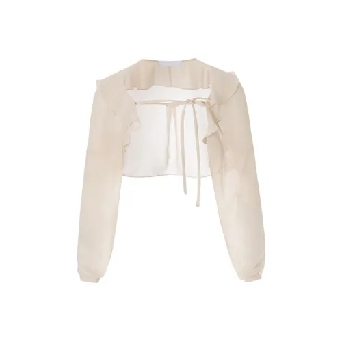 NOT YOUR ROSE SS25 Фея Шифон Болеро Бежевый Шифон Рубашка Женские Бежевый Бежевый