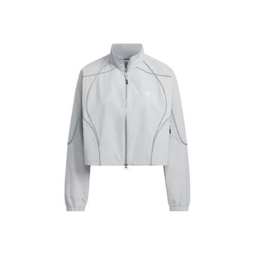 Adidas PIPING Ткани вязаные Куртки Пальто Женские Светло-серый