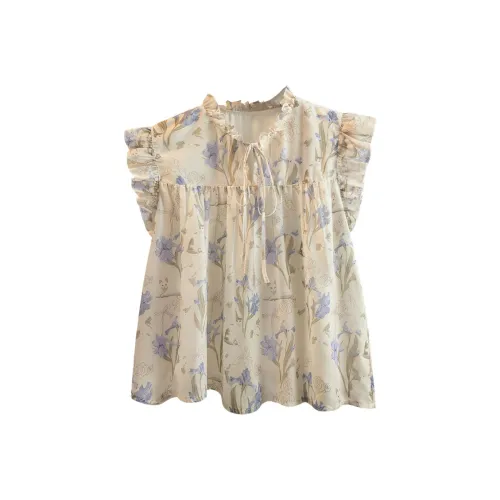 Cypress House Рубашка Женская Абрикосовый Цветок Синий