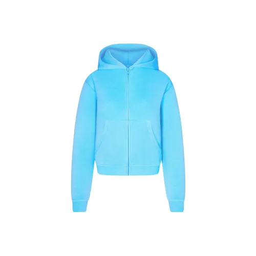 SKIMS Модал French Terry Классический ZIP UP Толстовка Свитшот Женские Циановый Циановый