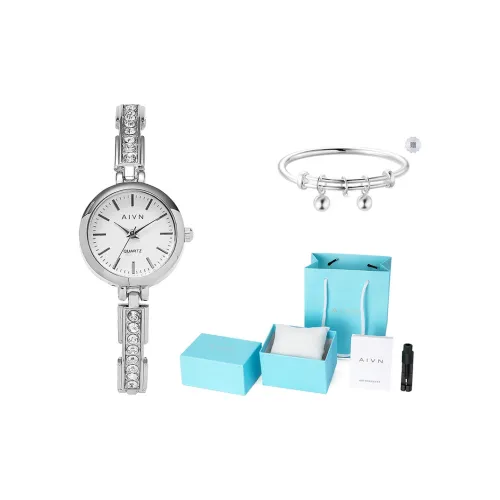 AIVN Яркий и Блестящий Браслет Кварцевый Механизм Сплав Ремешок Часы Женские Часы Белый Циферблат