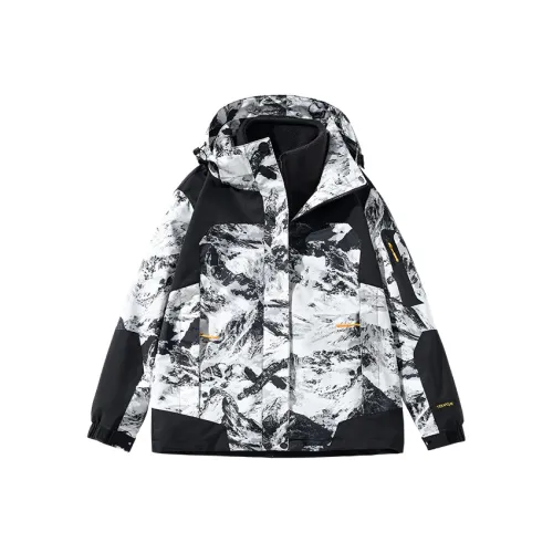 MASGLO Куртки Пальто Женские Снежно-горный Белый