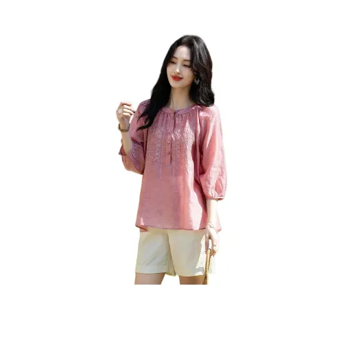 【Dme】 Рубашка Женская Кожа Розовая