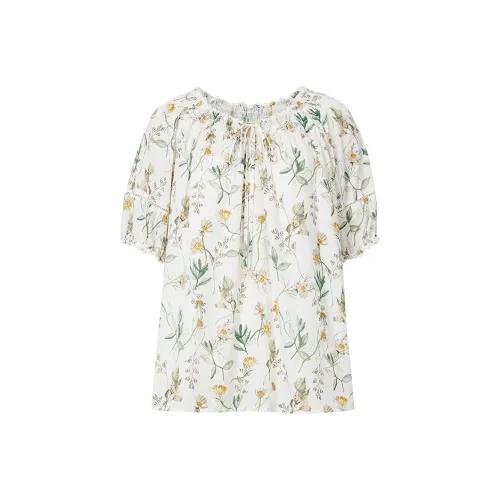 Hopeshow Рубашка Женская Белая с Цветочным