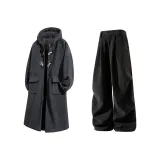 Серое пальто + черные штаны