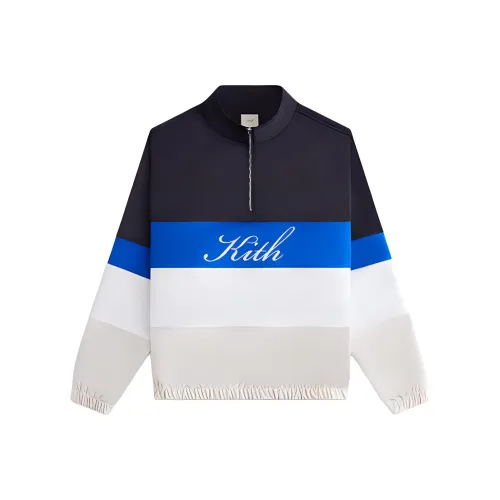 KITH Женская 2024 Летняя коллекция SS24 Callan Panelled 1 4 Zip Толстовка Женская Черный Синий Белый Серый