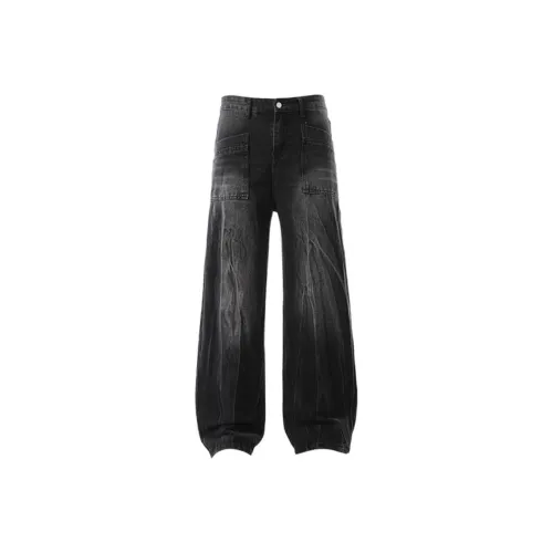 BQODQO Черные Унисекс Джинсы