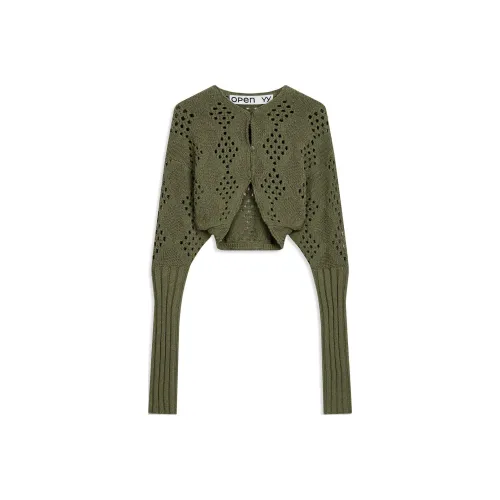 OPEN YY Argyle POINTELLE KNIT BOLERO Трикотаж Женский Хаки Хаки