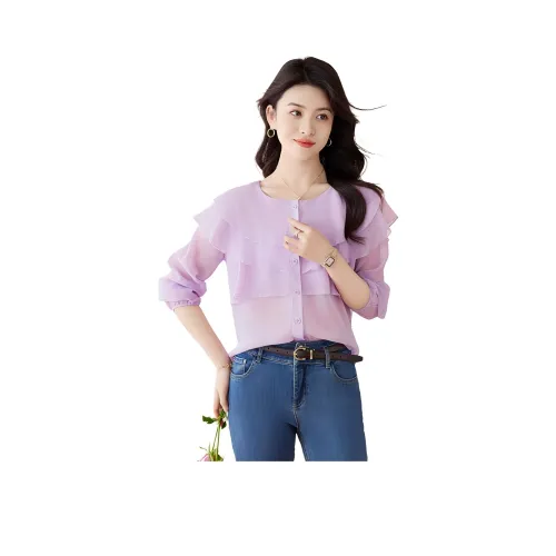 Like The Age Of Water Весна Лето Осень Рубашка Свободного Кроя Женская Фиолетовая