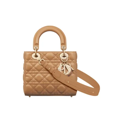 DIOR Lady Dior My ABCDior Lambskin Одно Плечо Сумка Маленькая Женская Светло-Золотая