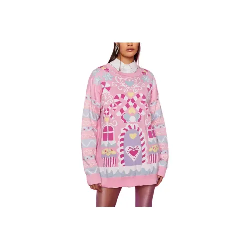 Dolls Kill Sugar Thrillz Chitter N' Chatter OVERSIZED Свитер Трикотаж Женский Светло-розовый Светло-розовый