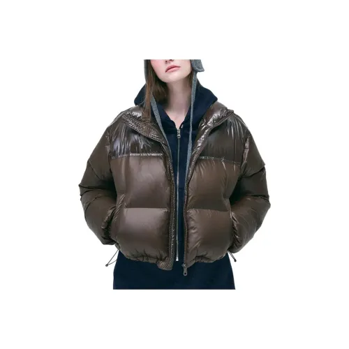 MARDI MERCREDI FW24 Укороченный пуховик с цветовым блоком коричневый пуховик корейский стиль женский коричневый