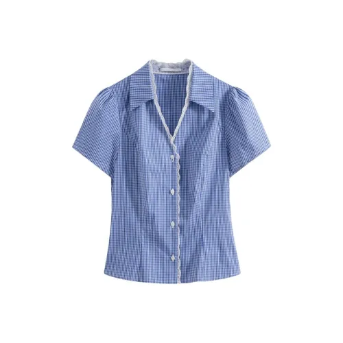 FANSILANEN Рубашка Женская Синяя Белая
